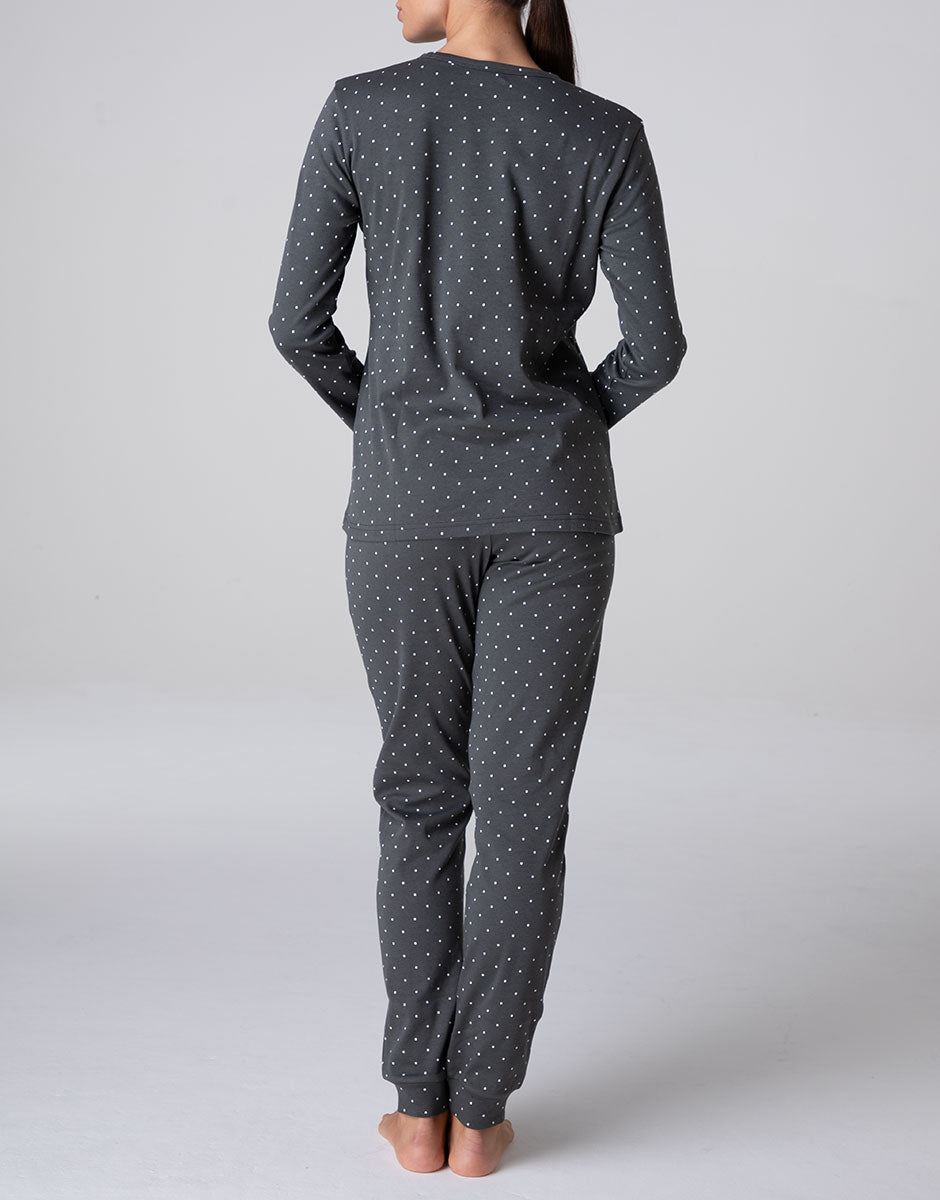 Lovable Lifewear pigiama lungo girocollo interlock grigio fumo