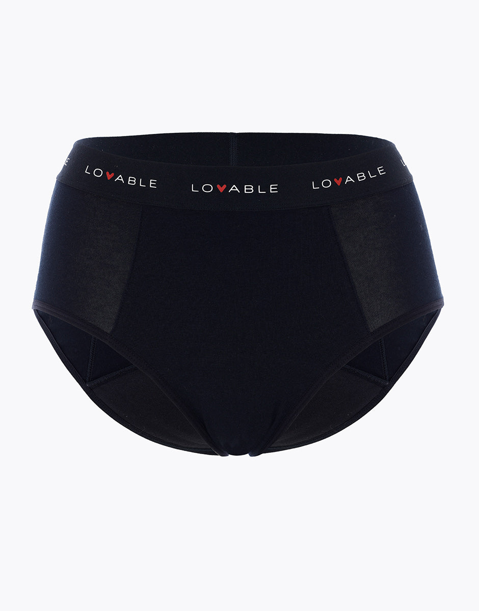 Lovable Panties L0DPNE1 slip alto da ciclo nero cotone bio