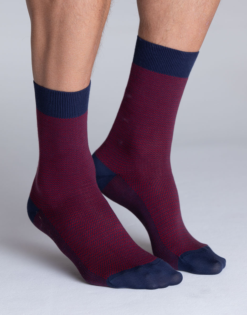 Lovable Fancy Cotton calzini corti uomo blu rosso scuro