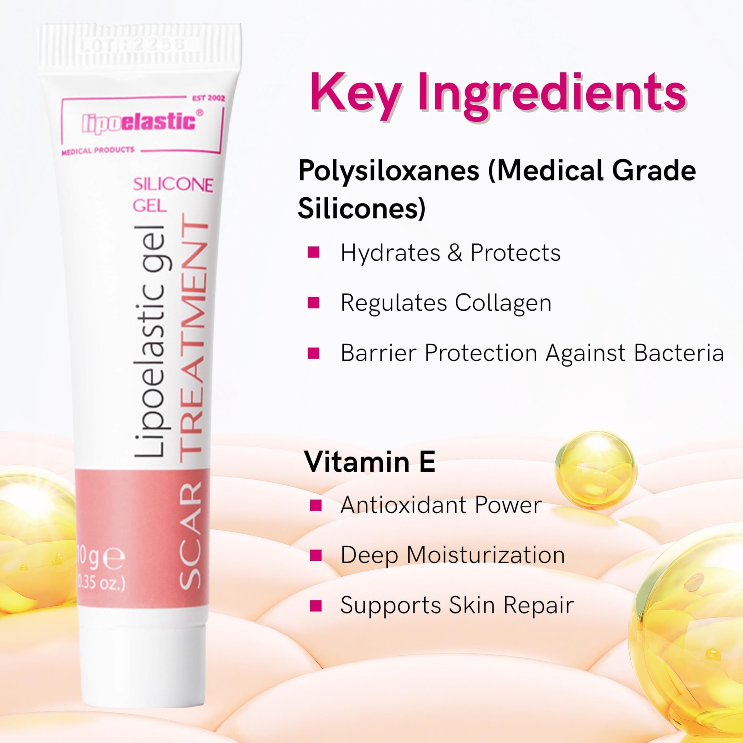 Lipoelastic gel silicone cicatrici vitamina E 10g trasparente