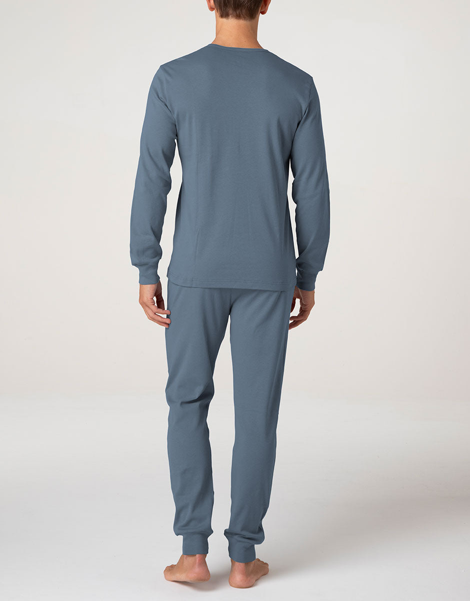 Lovable Man Interlock Pigiama Lungo Azzurro Serafino Cotone