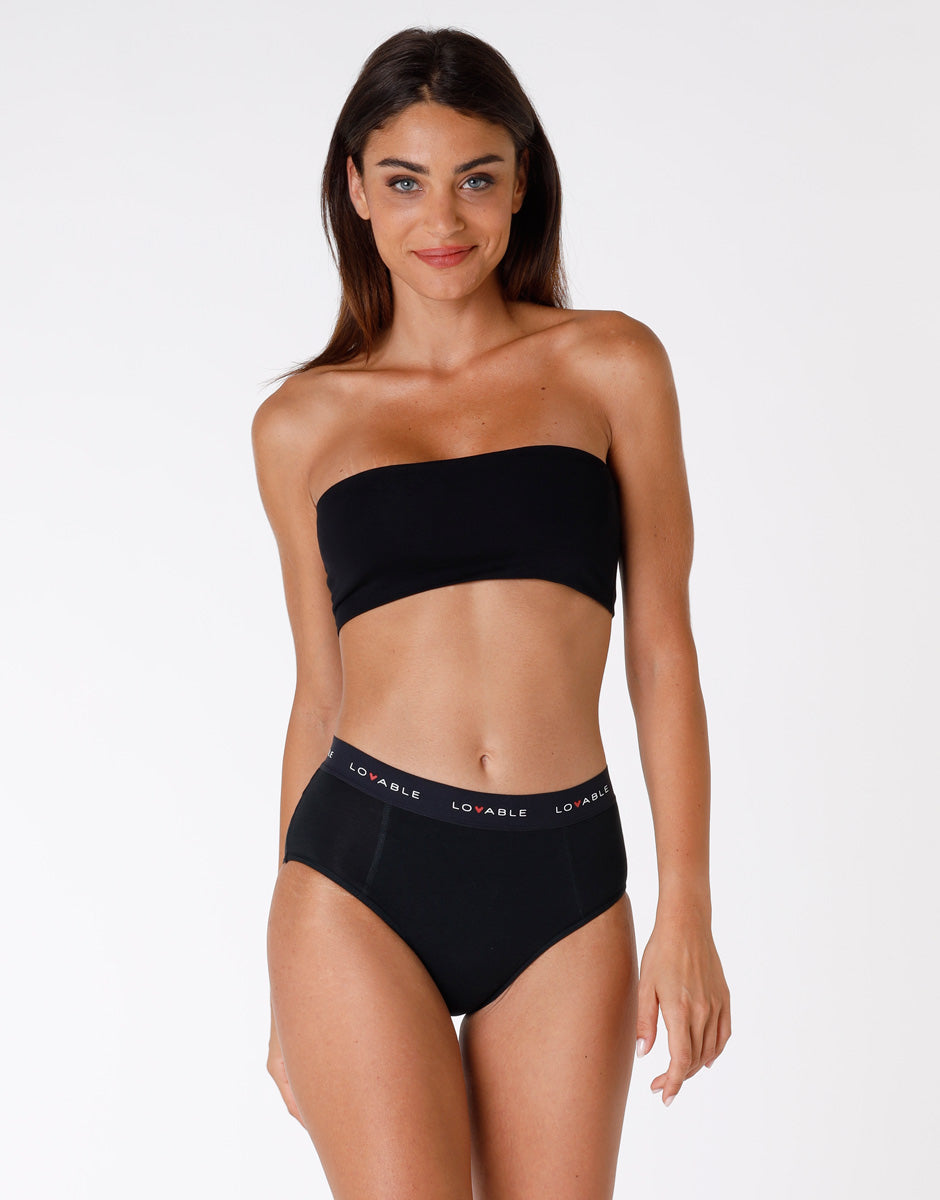 Lovable Slip da Ciclo Alto Nero Cotone Bio Flusso Medio