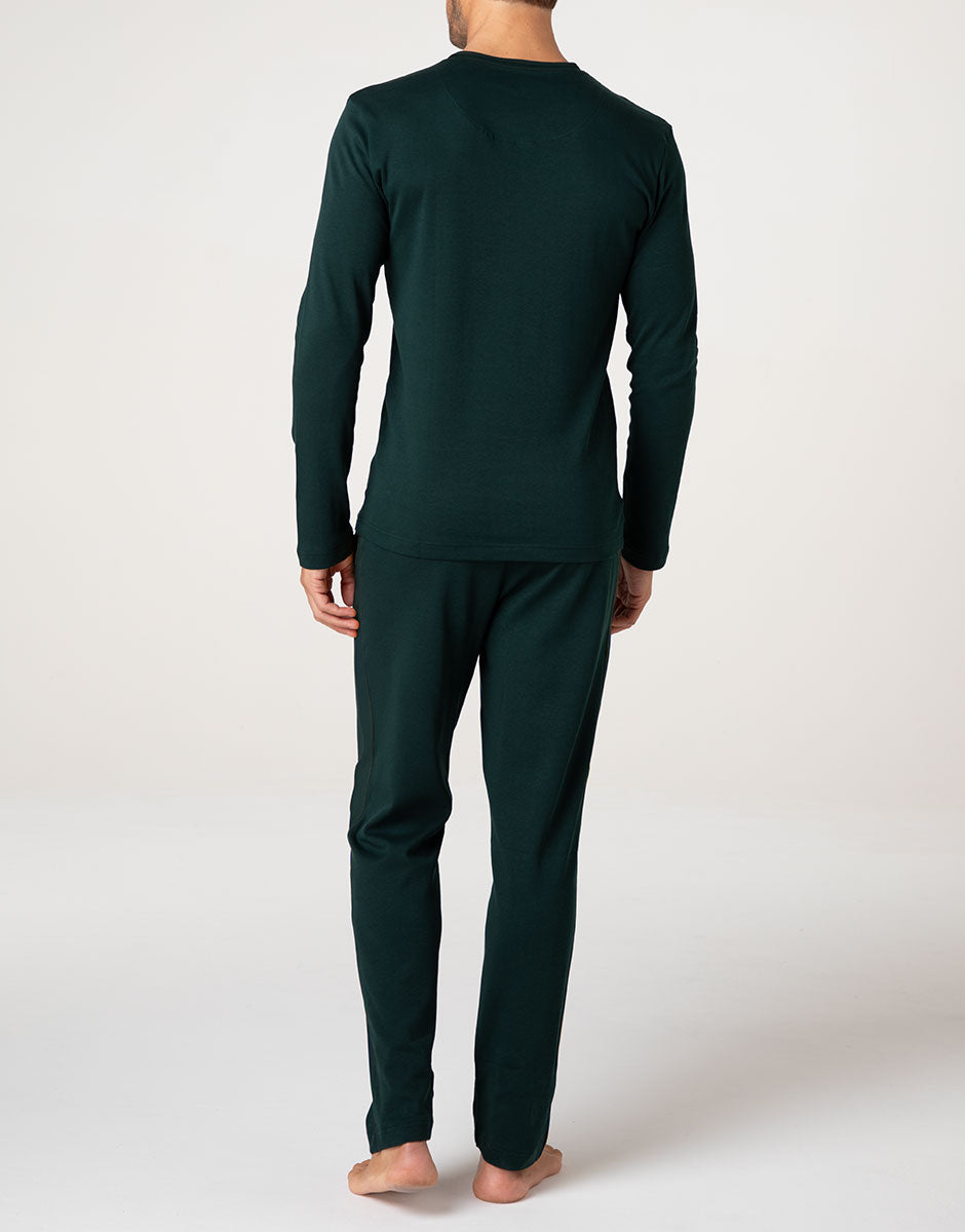 Lovable Man Interlock pigiama lungo verde scuro cotone