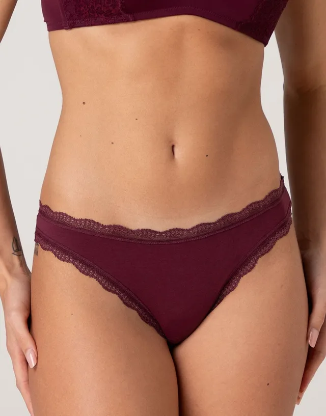 Lovable Panties slip cotone pizzo vinaccia traspirante