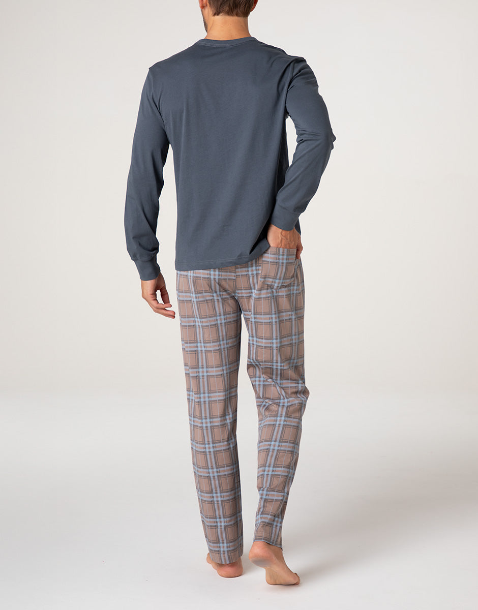 Lovable pigiama uomo lungo grigio scuro in jersey