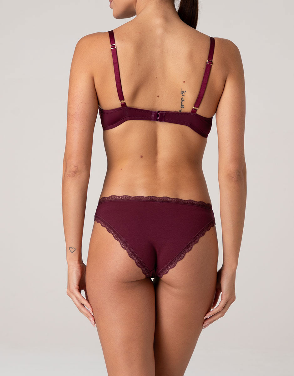 Lovable Panties slip cotone pizzo vinaccia traspirante
