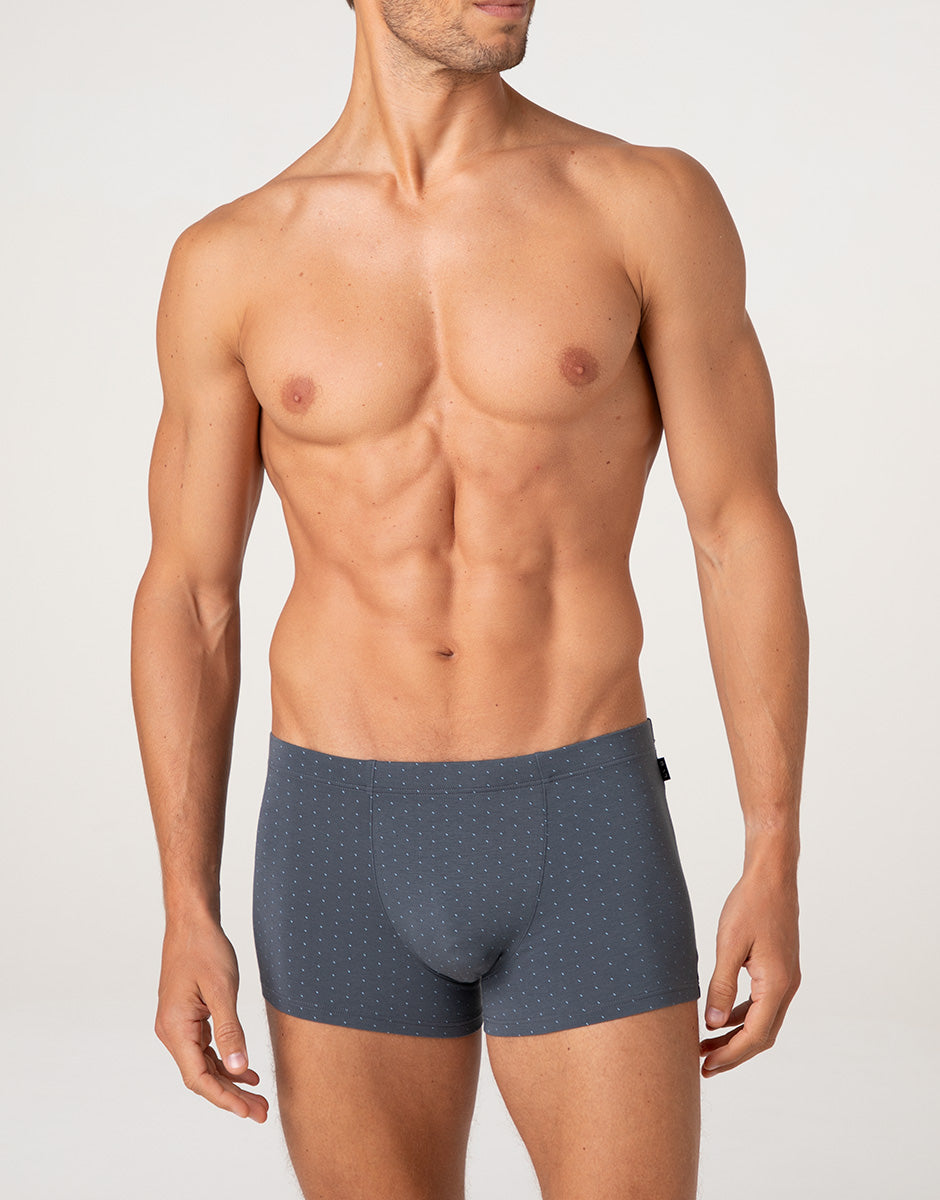 Lovable Man Printed Cotton Modal boxer antracite pois azzurro