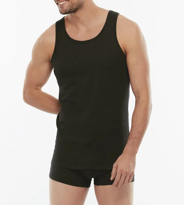 Pure Cotton canotta uomo nera 100% cotone basic