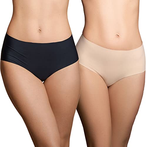 Bye Bra Invisible slip vita alta 2 pezzi nero e beige XS