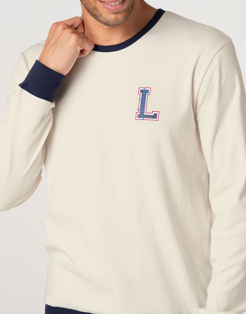 Lovable Man Interlock L0E91 pigiama avorio cotone
