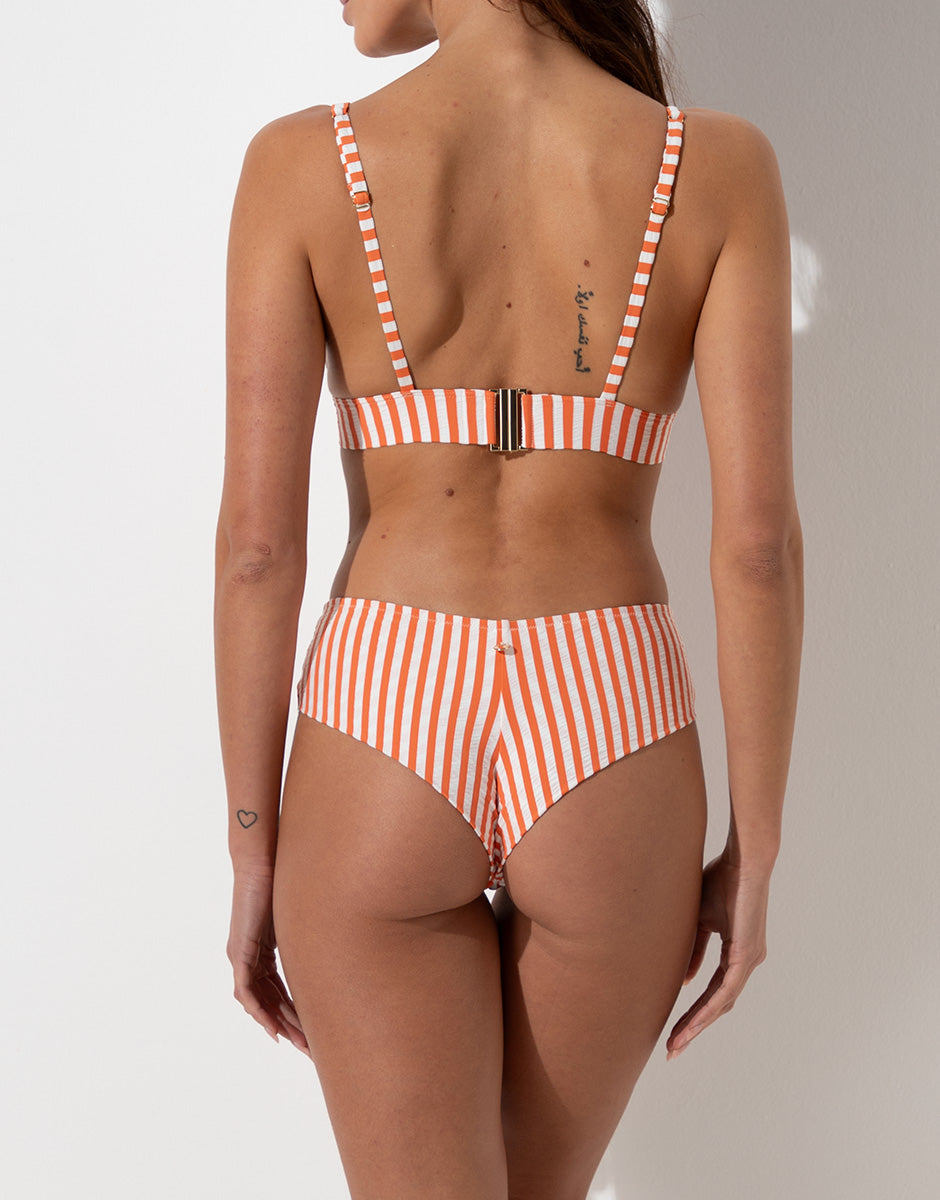 Lovable Resort Wavy Micro top triangolo righe arancio