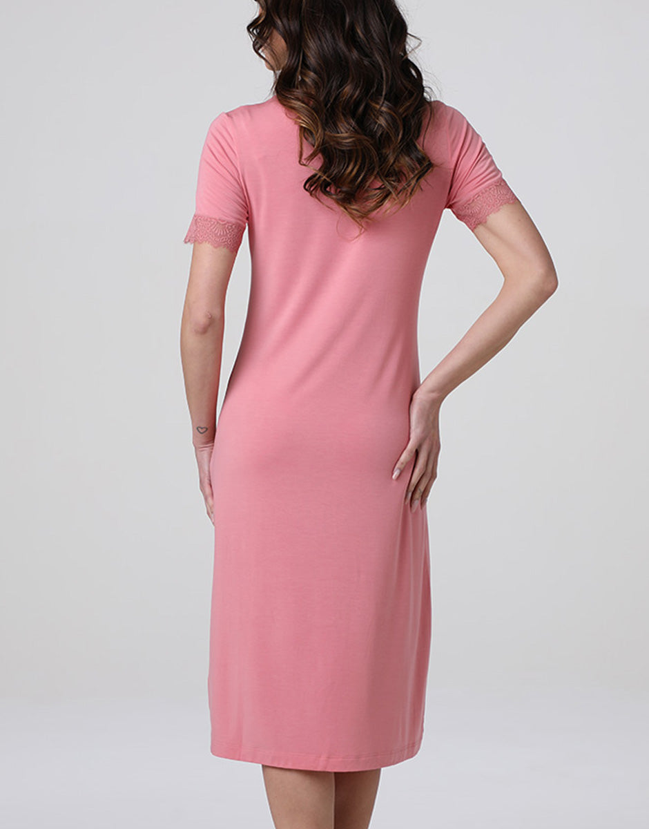 Lovable Elegant Modal camicia da notte rosa malva manica corta