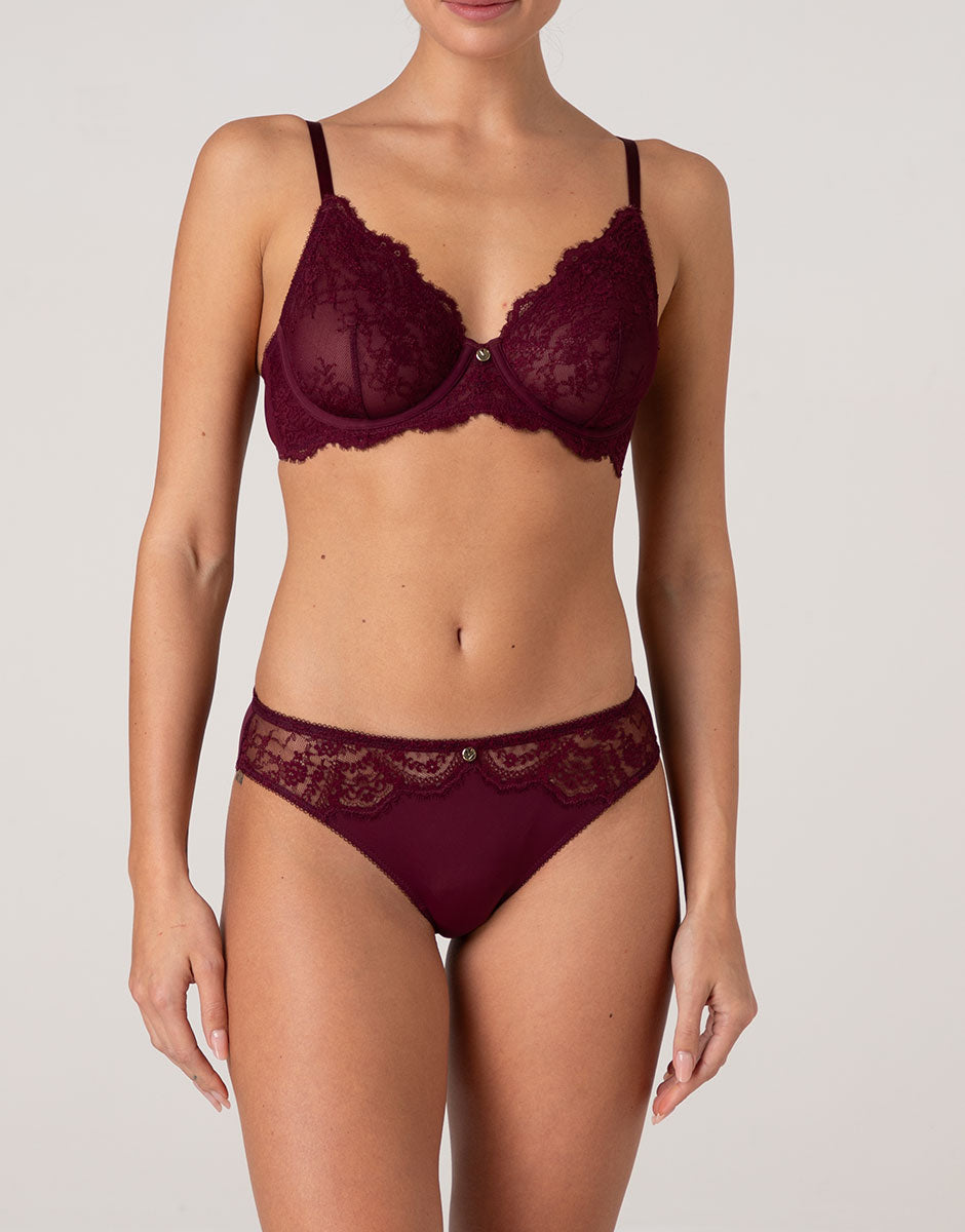 Lovable Beauty Lace slip vinaccia microfibra pizzo