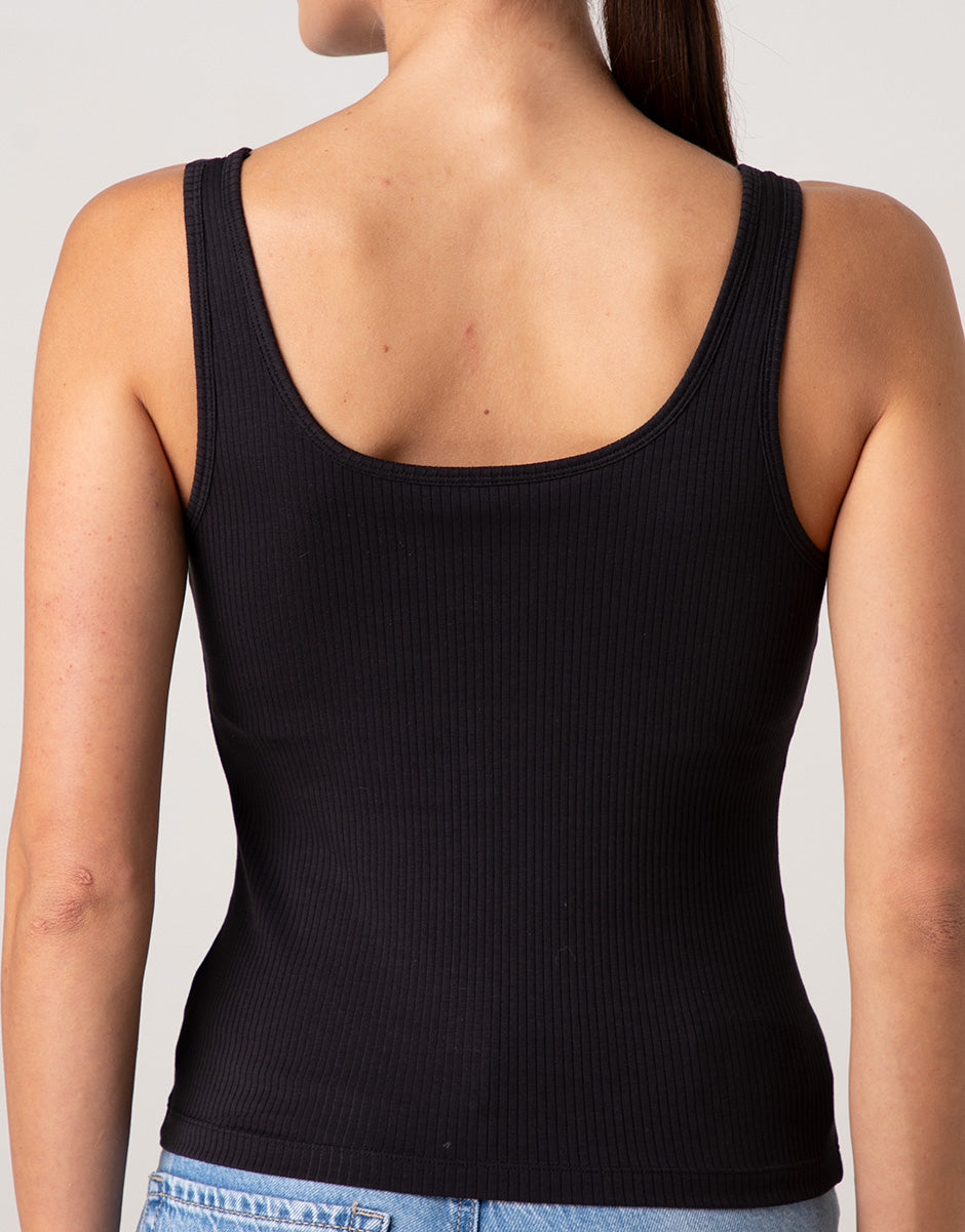 Lovable Rib Cotton canotta nero cotone con coppe imbottite