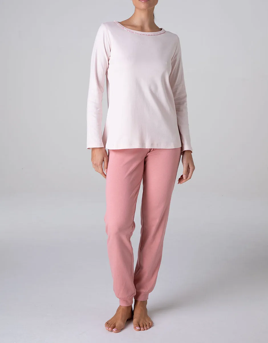 Lovable Pigiama Lungo Girocollo Interlock rosa cipria