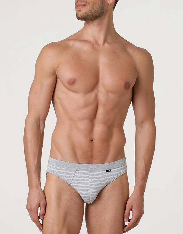 Lovable Man Jacquard Cotton Modal slip uomo grigio a righe