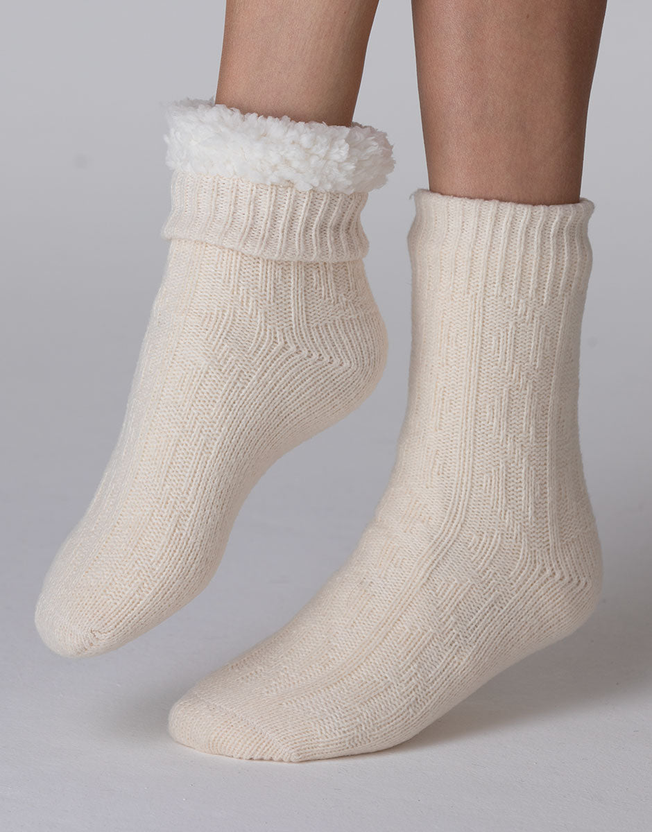 Lovable Warm And Cuddle calzini corti bianco latte in pile