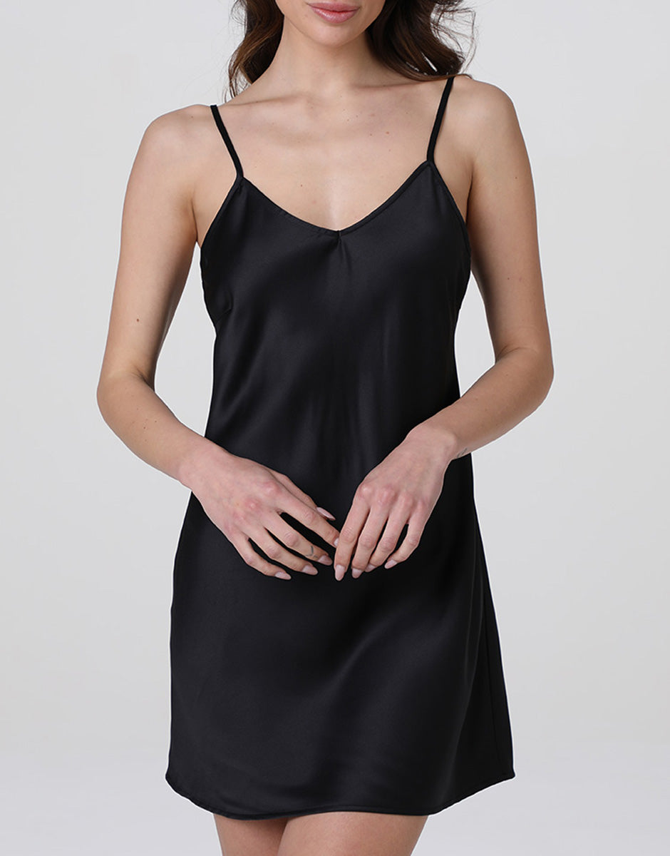 Lovable sottoveste satin nero scollo a V