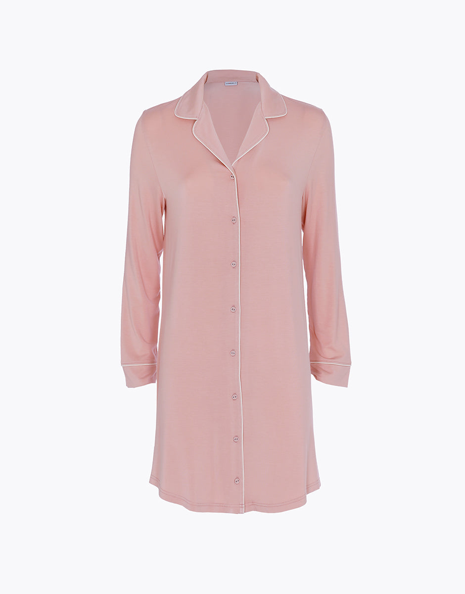 Lovable Camicia da notte aperta viscosa rosa blush bottoni