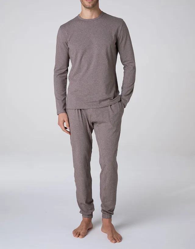 Lovable Man Pigiama Lungo Jersey Marrone Melange Cotone