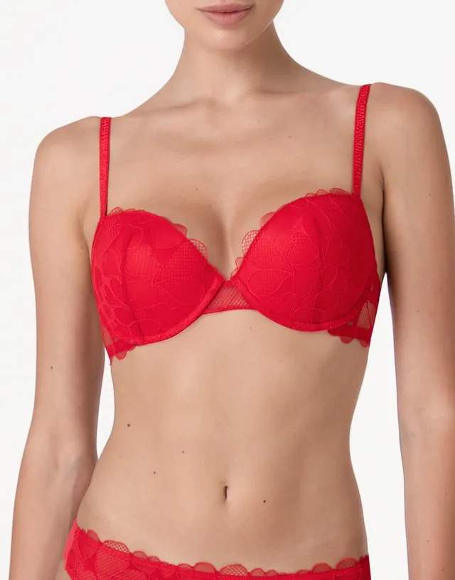 Lovable Romance Hearts reggiseno push-up rosso cuori in tulle