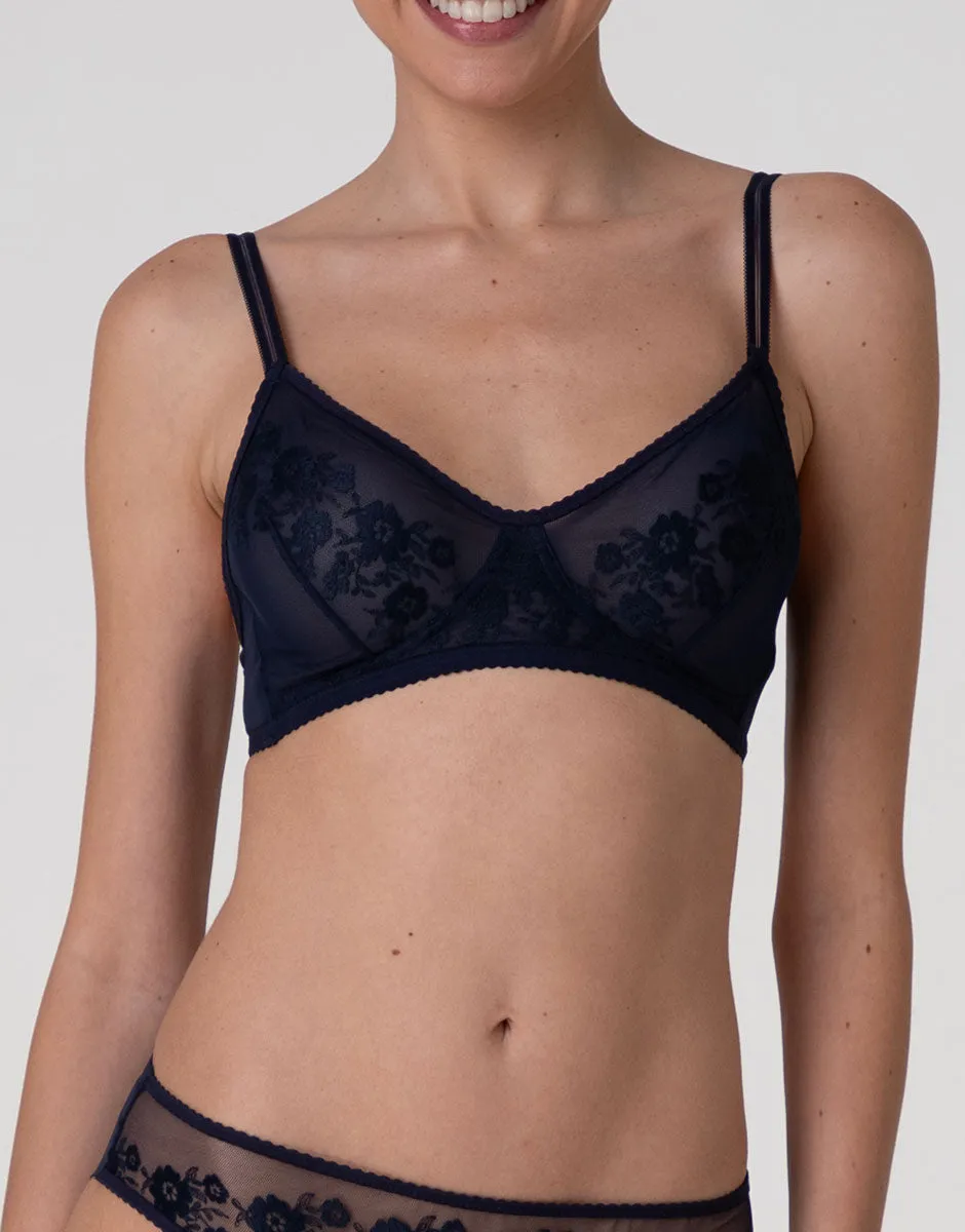 Lovable Elegant Embroidery L0FAG reggiseno blu navy