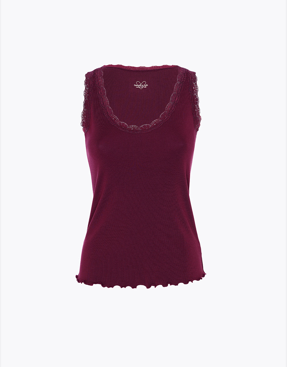 Lovable Warm Modal and Silk canotta pizzo vinaccia