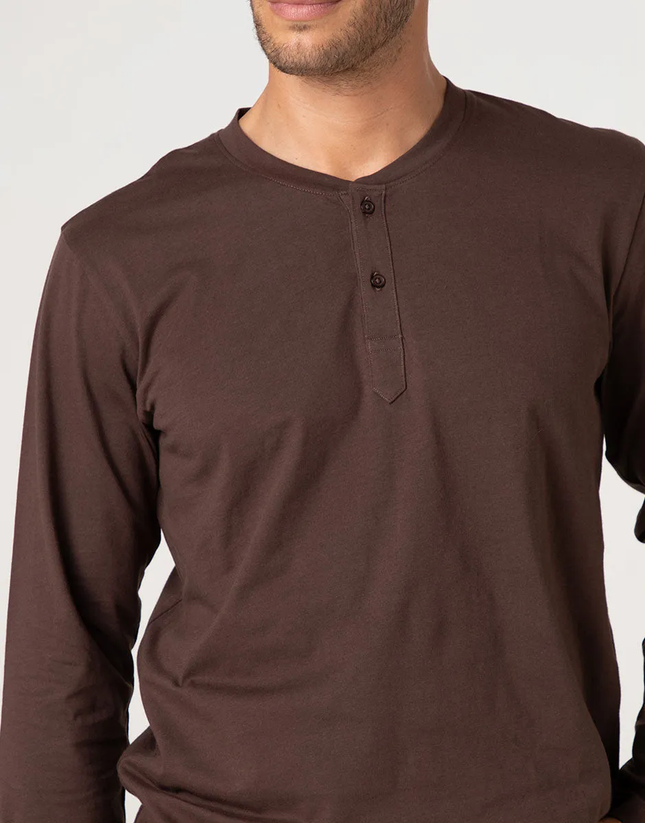 Lovable Man Pigiama Lungo Collo Serafino jersey cioccolato