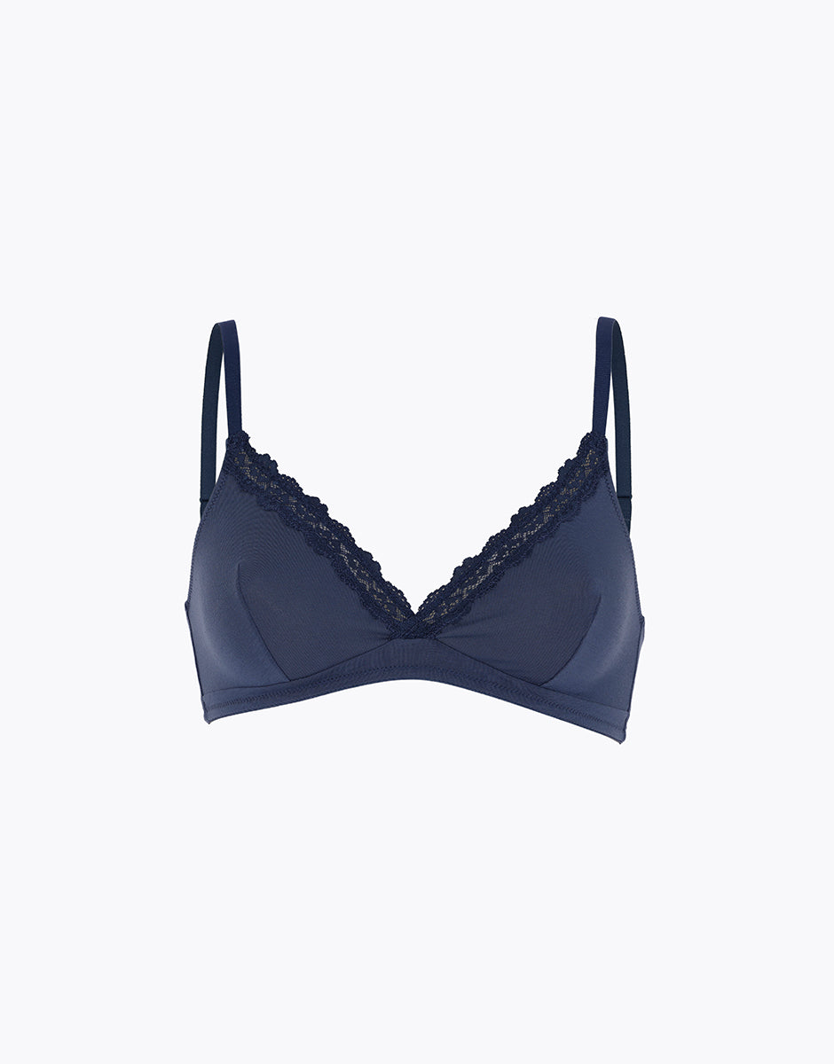 Lovable Trendy Modal reggiseno senza ferretto blu polvere pizzo