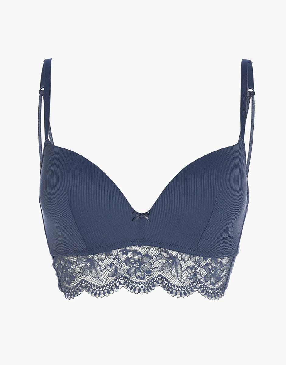 Lovable Casual Rib Lace reggiseno blu polvere senza ferretto