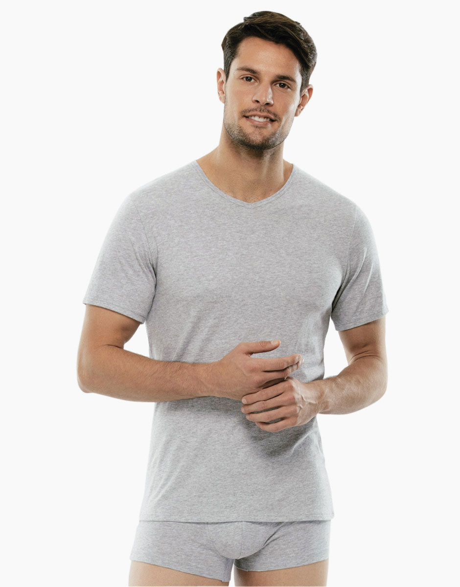 Lovable Pure Cotton t-shirt grigio melange scollo a V cotone