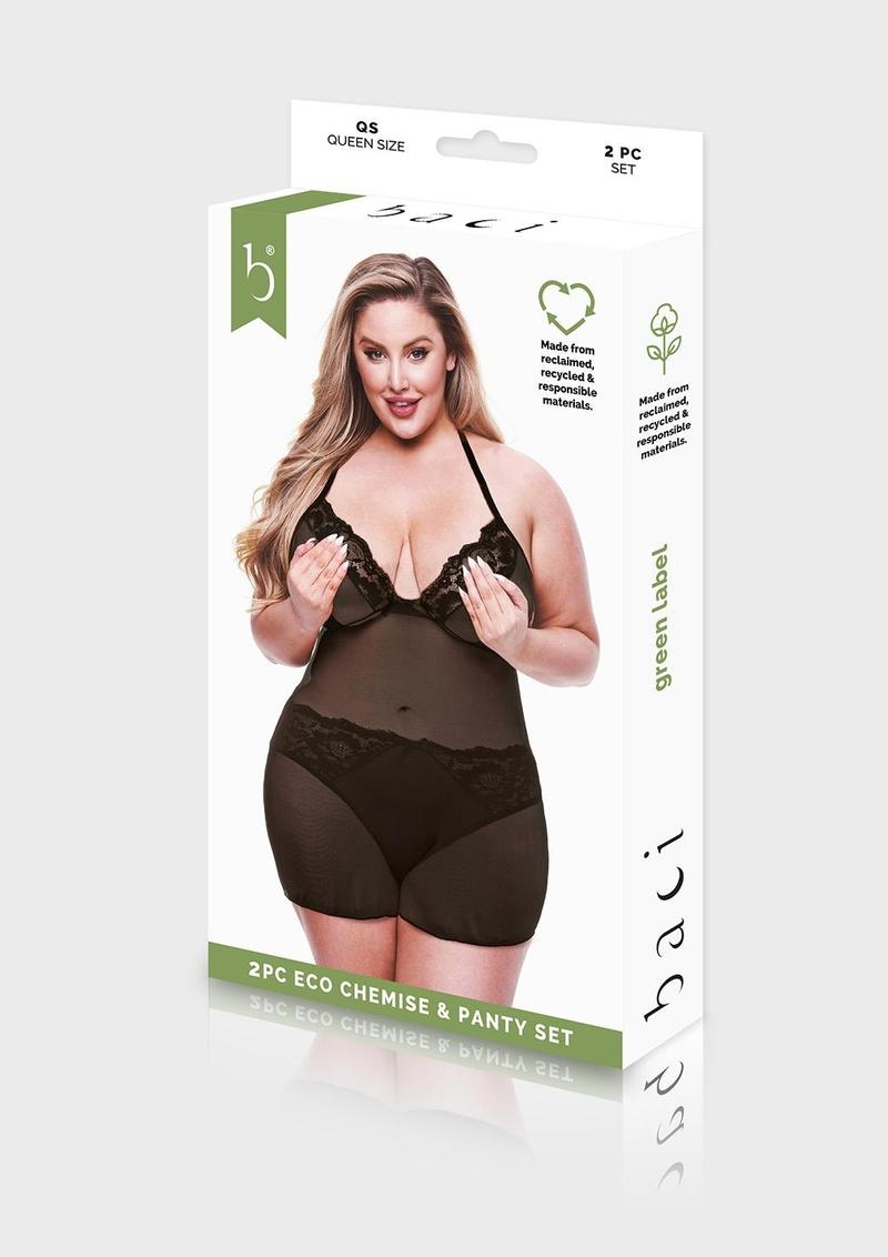 Baci Lingerie Green Label Eco Chemise set 2 pezzi nero
