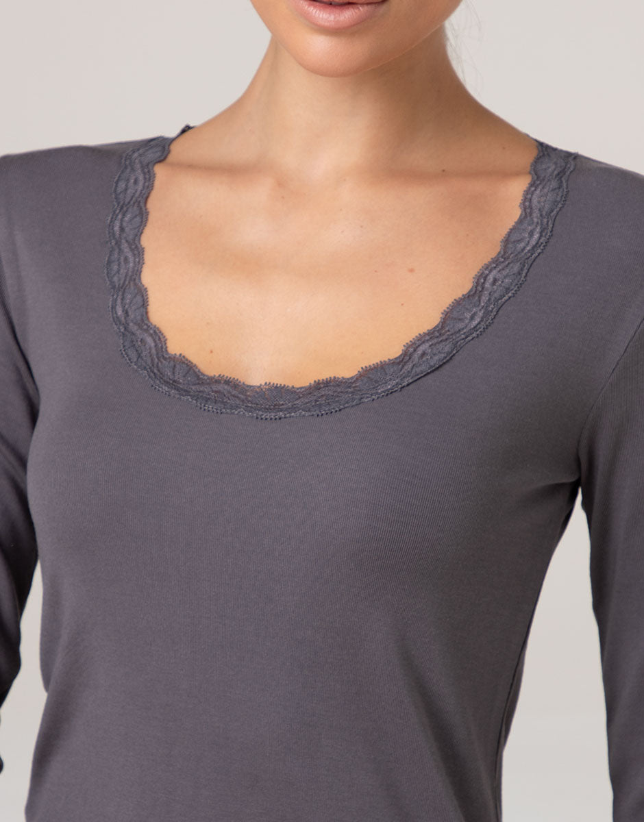 Lovable Warm Modal and Silk Maglia grigio scuro