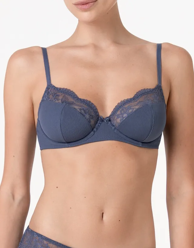 Lovable Casual Rib Lace reggiseno ferretto blu polvere microfibra