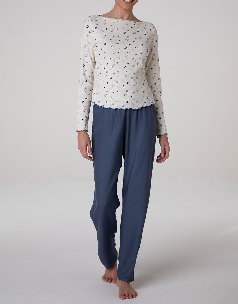 Lovable LBFAVP1-267 pantaloni pigiama blu polvere twill viscosa