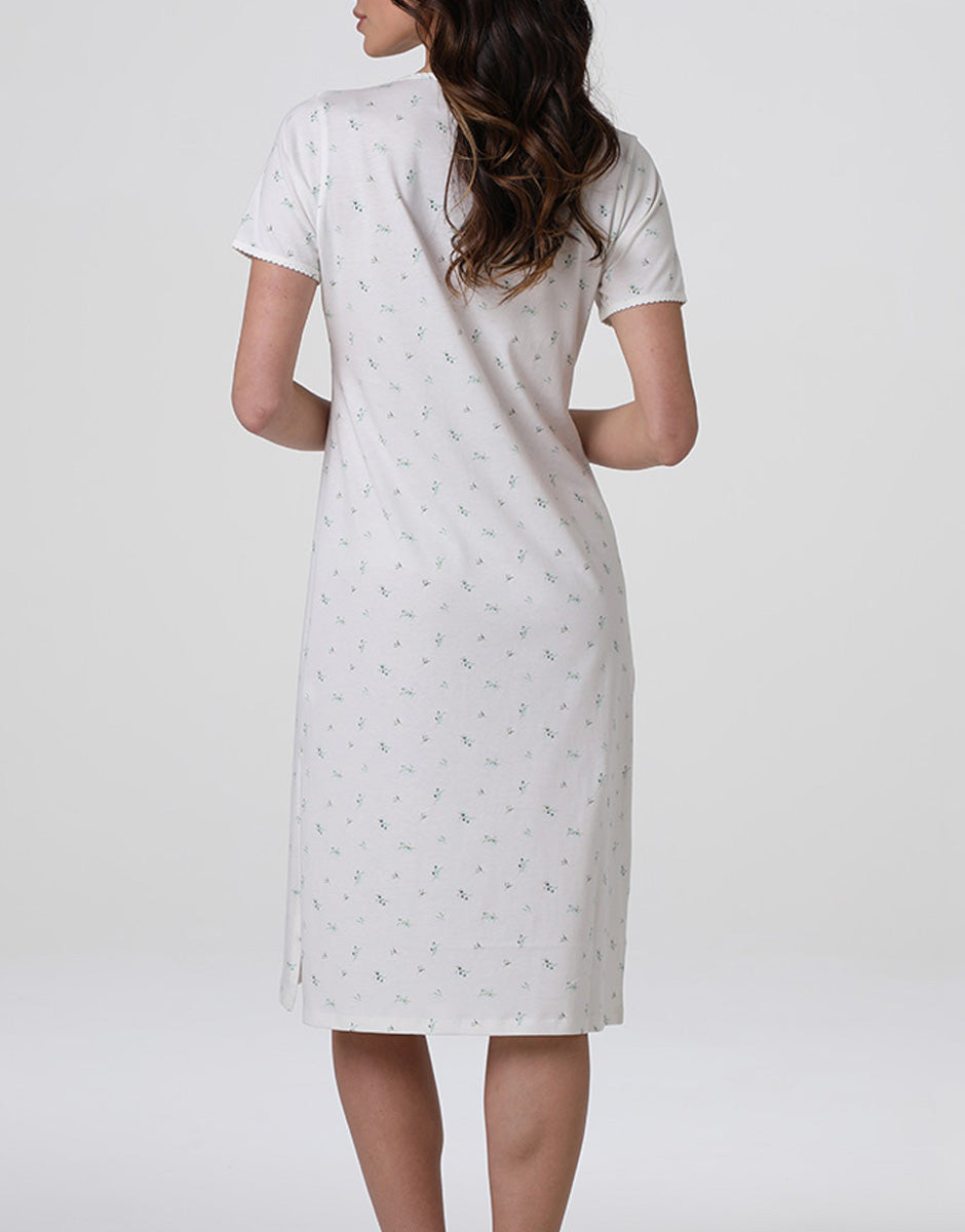 Lovable camicia da notte jersey bianco latte stampato manica corta