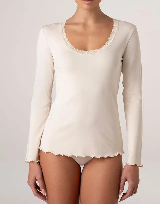 Lovable Warm Modal And Silk maglia manica lunga avorio perlato