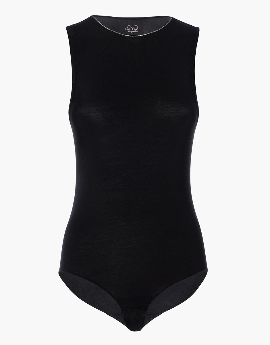 Lovable Micromodal body smanicato nero scollo tondo lurex