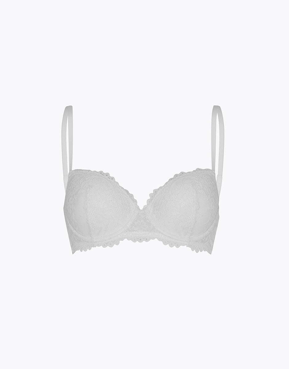 Lovable Stylish Lace Balconcino Imbottito Reggiseno Bianco in Pizzo