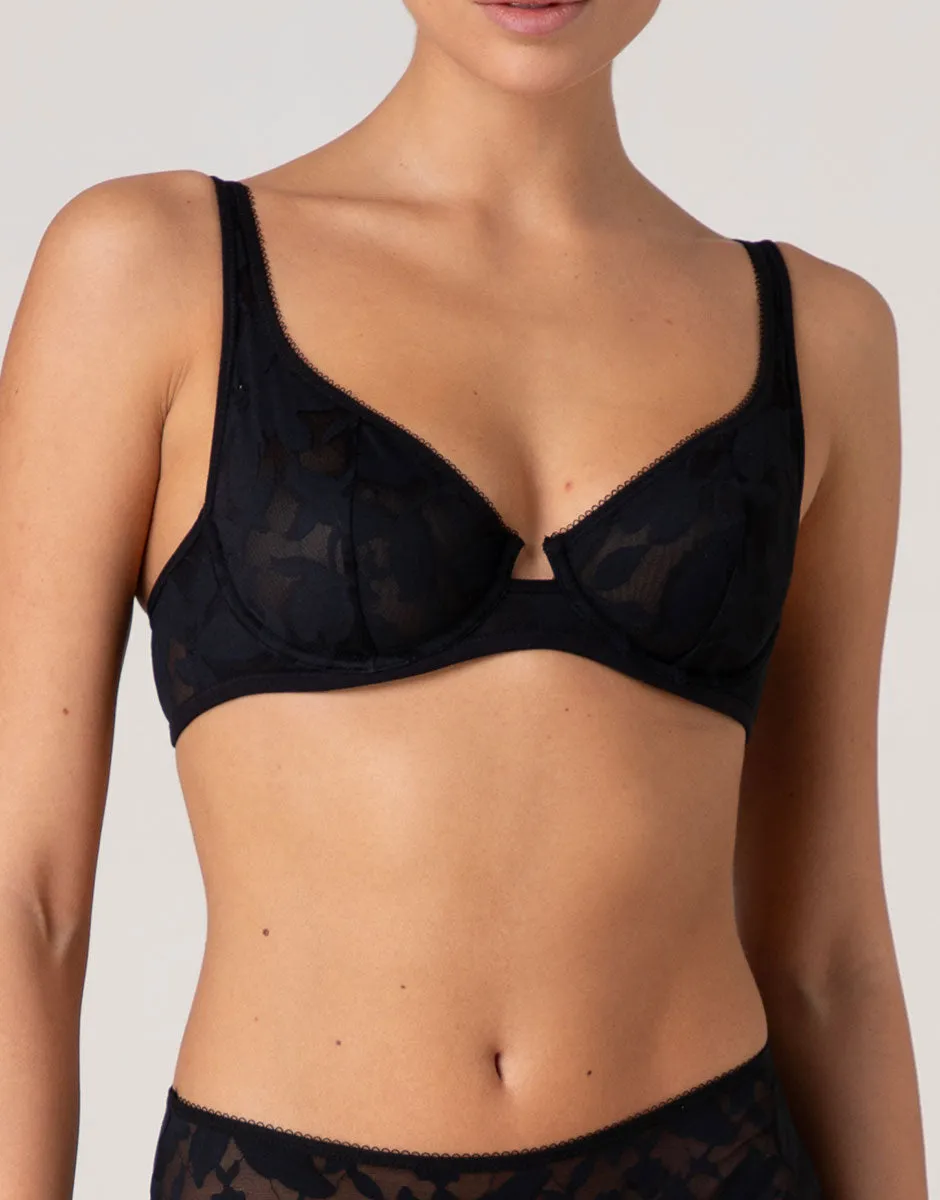 Lovable Modern Bloom Lace reggiseno balconcino nero in pizzo