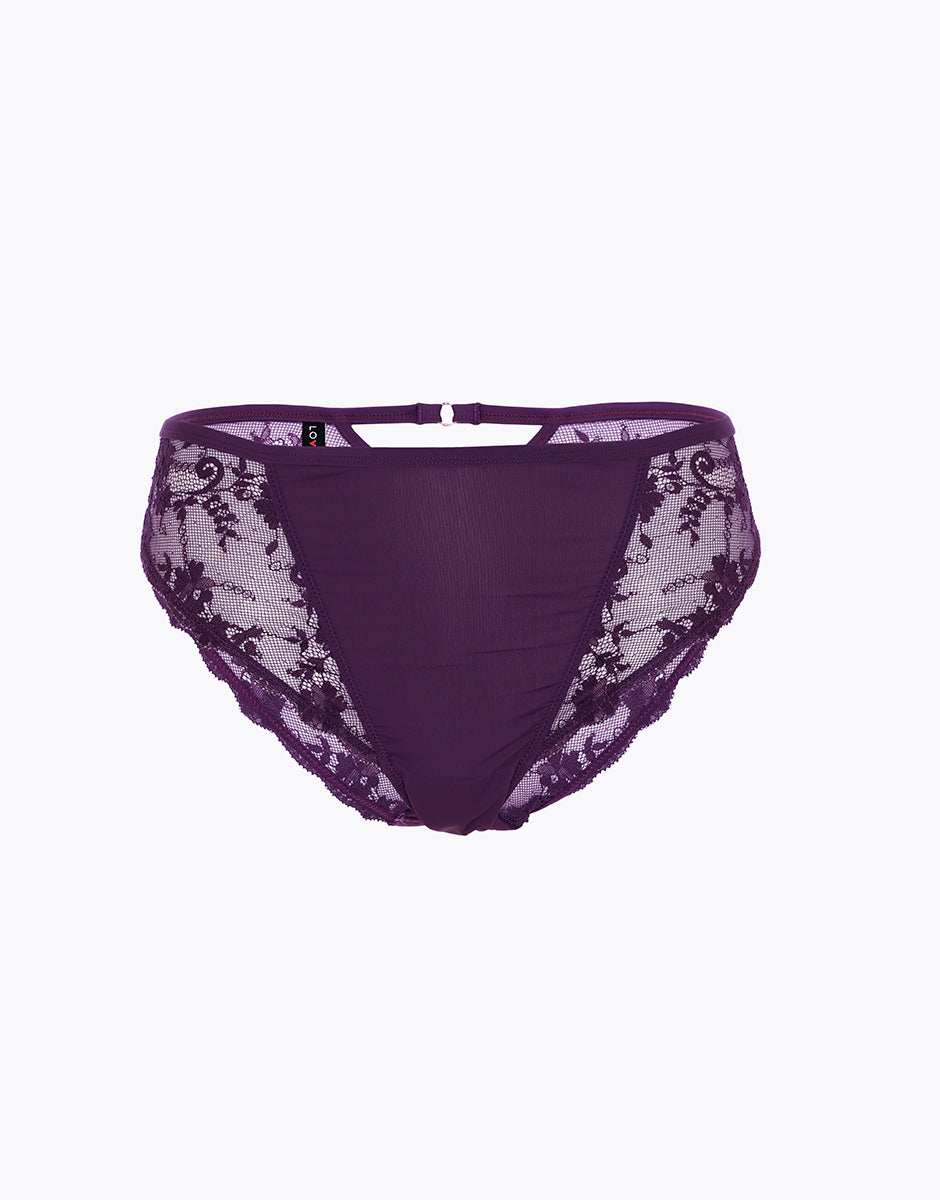 Lovable Delicate Floral Lace Slip Pizzo Viola Mora Microfibra