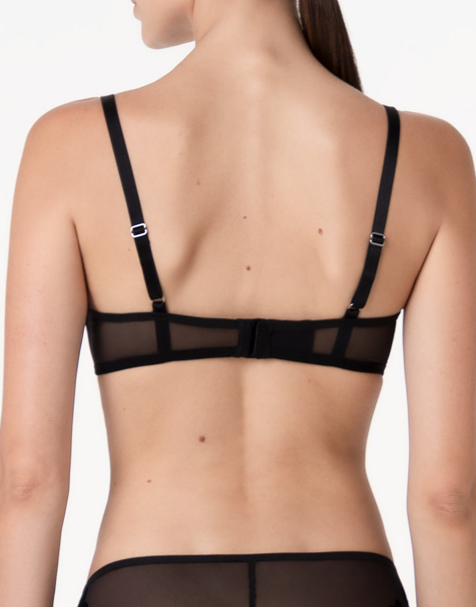 Lovable Velvet Embroidery Reggiseno a Fascia Nero in Tulle