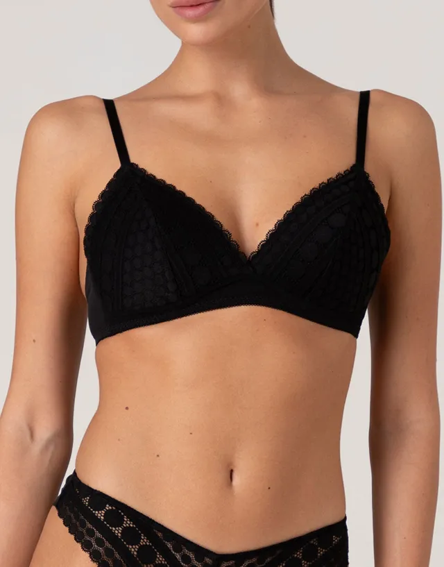 Lovable Dot Lace reggiseno triangolo nero pizzo pois