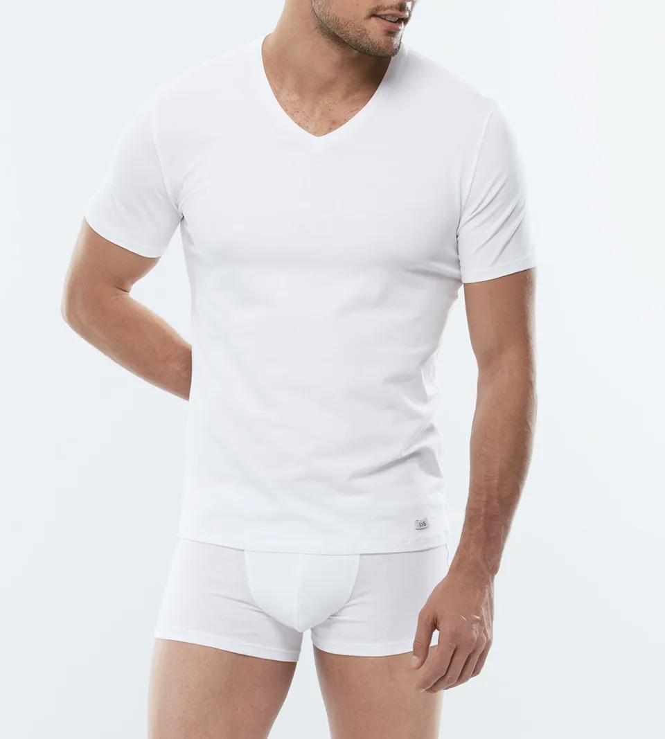 Lovable Man Supima Cotton Stretch t-shirt bianco scollo a V
