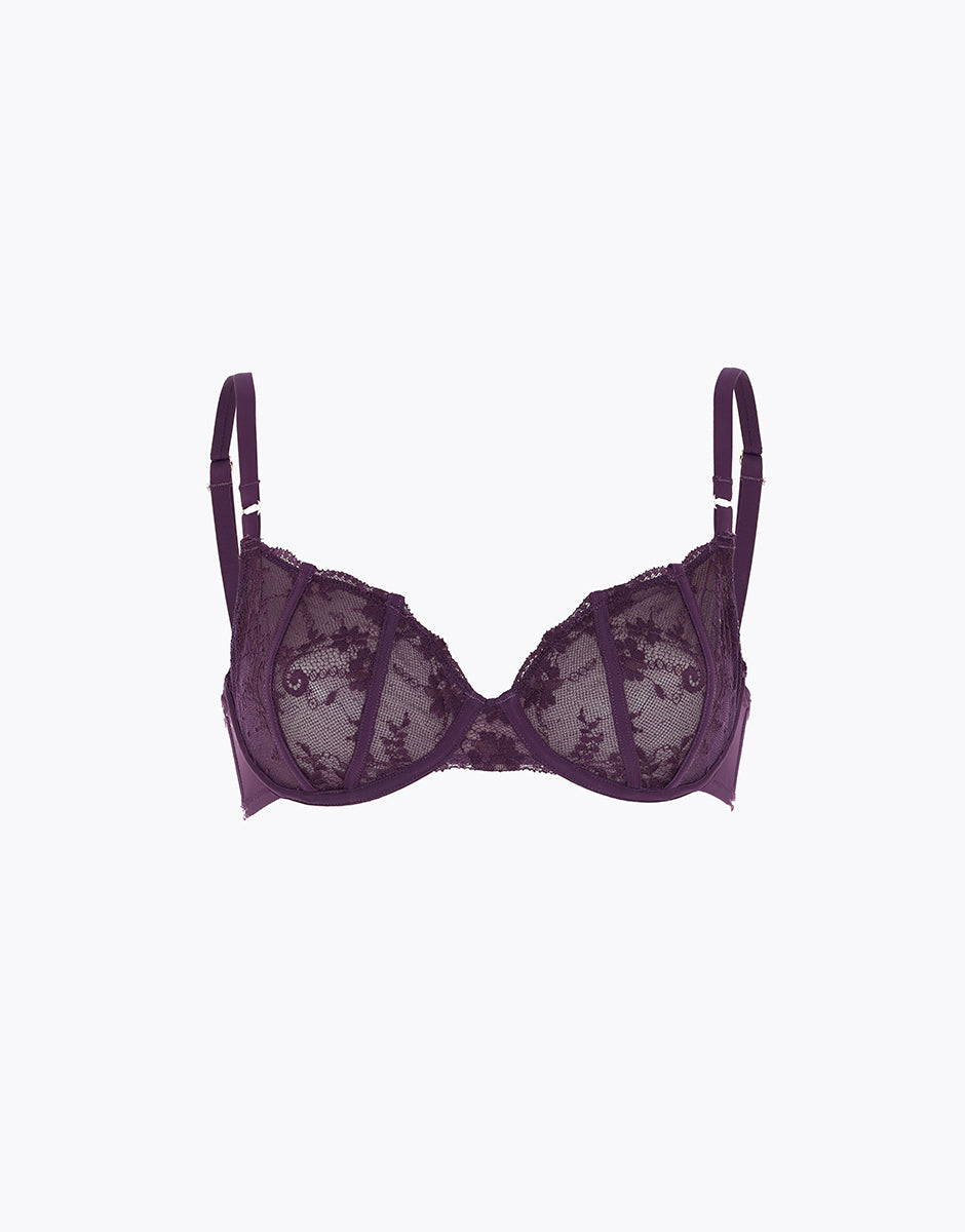 Lovable Delicate Floral Lace reggiseno ferretto viola mora