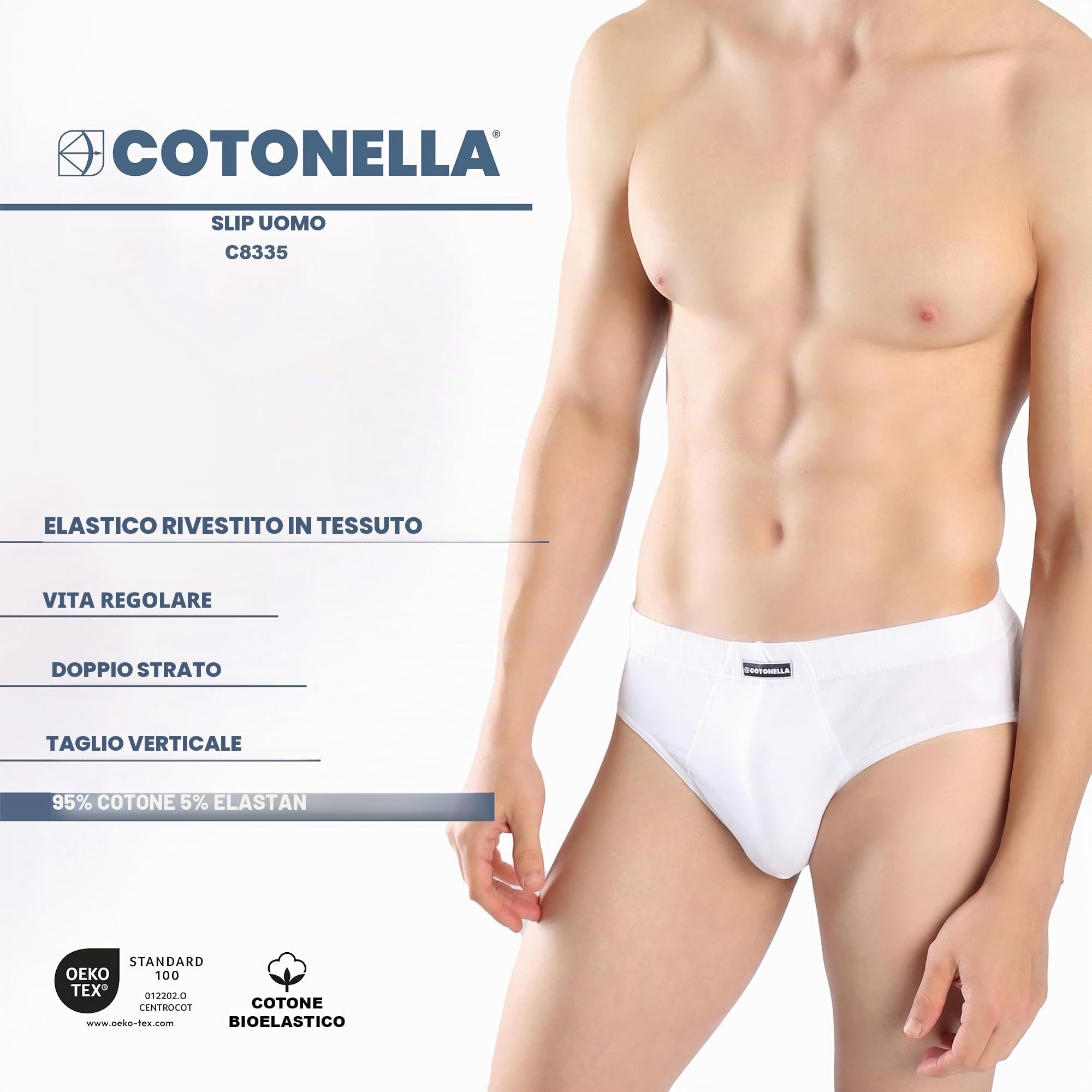 Cotonella 8335 Slip Uomo Cotone Bianco