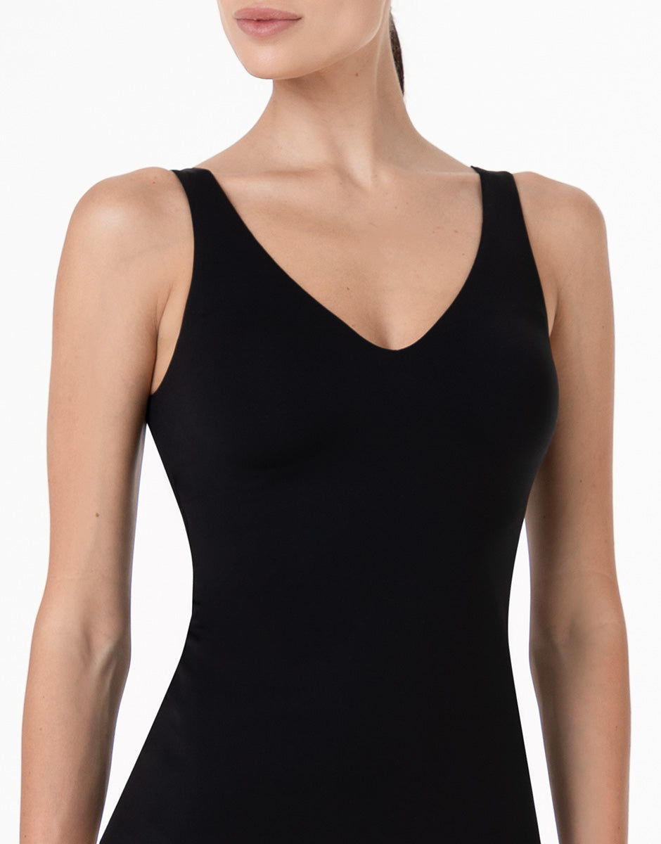 Lovable Invisible Fusion canotta donna nero con reggiseno scollo V