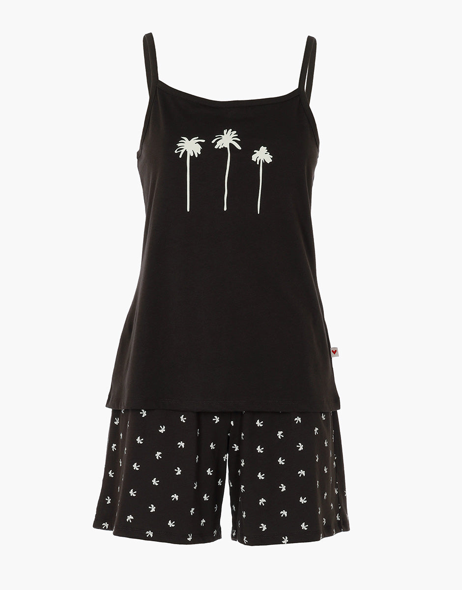 Lovable Pigiama Corto Top e Pantaloncino jersey marrone scuro