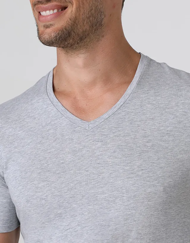 Lovable Man Cotton Stretch t-shirt uomo grigio melange scollo V