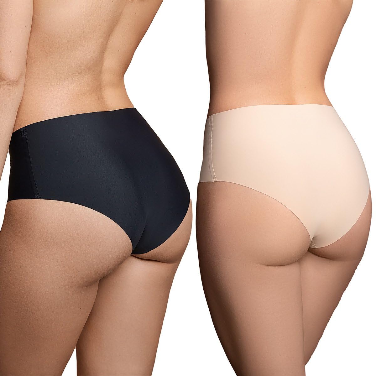 Bye Bra Invisible slip vita alta 2 pezzi nero e beige XS